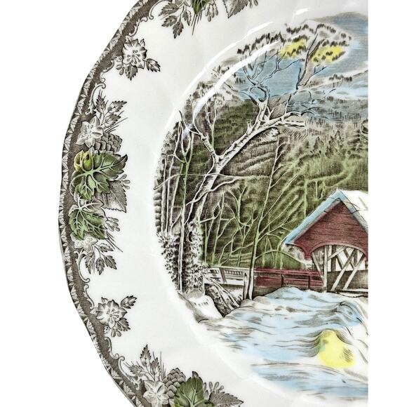 Johnson Bros Friendly Village England Vintage The Covered Bridge Plate-10.5" - Picture 3 of 8